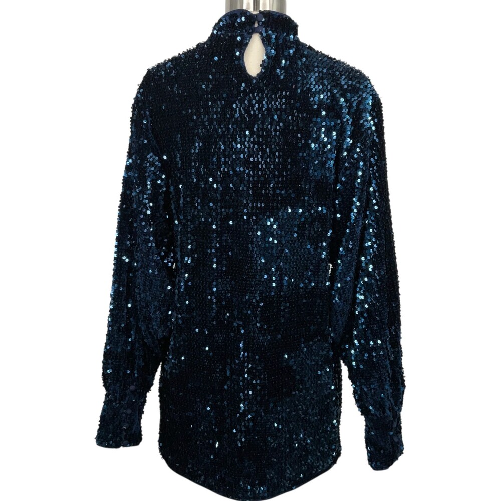 Camila Coehlo Jezabel Mini Dress Midnight Blue Womens Small Sequins Long Sleeve - Picture 6 of 14